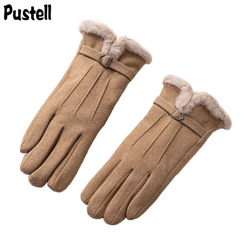 

2020 Fashion Female Gloves Winter Keep Warm Suede Mittens Touch Screen Full Finger Ladies Outdoor Sport Windproof Women Gloves