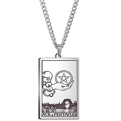 Stainless Steel Tarot Cards Pendant Necklace The Star/Moon/Sun/Fool Death Etc Tarot Divination Necklace Jewelry