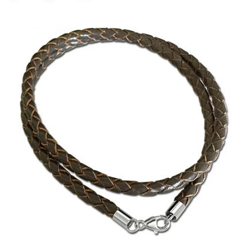 3mm 4mm Black Leather Cord Necklace Braided PU Rope Lace Chain with Stainless Steel Clasp for DIY Necklaces Jewelry Findings