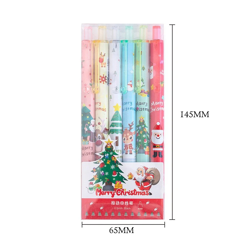 6 pezzi/set di penne Gel per cartoni animati Kawaii 0.5mm penne a sfera retrattili con inchiostro nero per scrivere cancelleria per ufficio scolastico