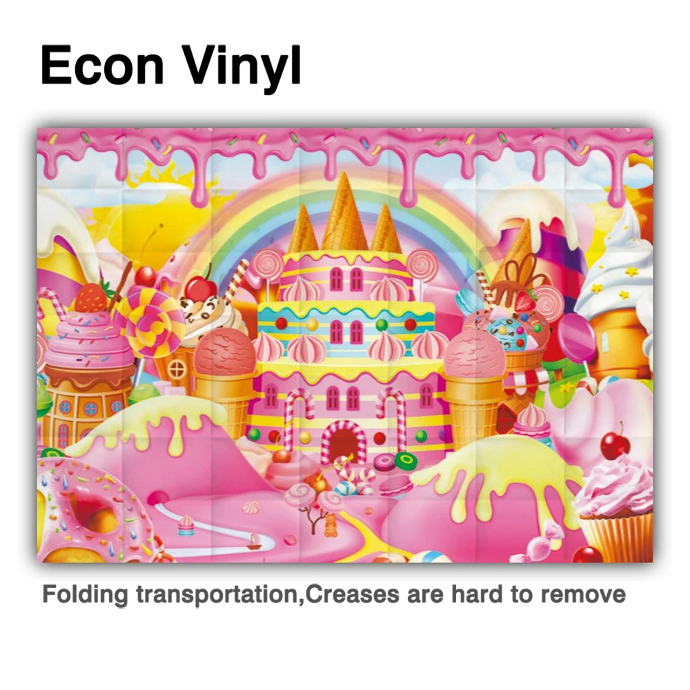 Allenjoy-Fondo de fiesta de cumpleaños para niños, Candyland telón de fondo rosa, postre, donas, Baby Shower, crema, Arco Iris, castillo, fotomatón