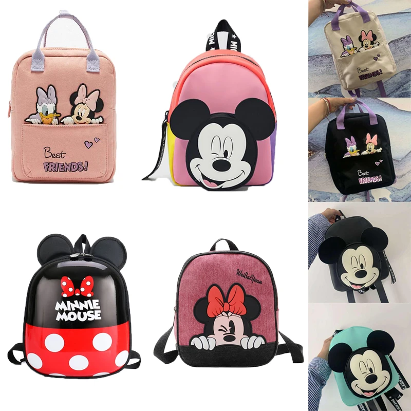 Anime Figure Disney Mickey Mouse Bacpack Children\'s Bag Minnie Pattern Backpack Fashion School Bags Kids Small Travel Bag Gifts