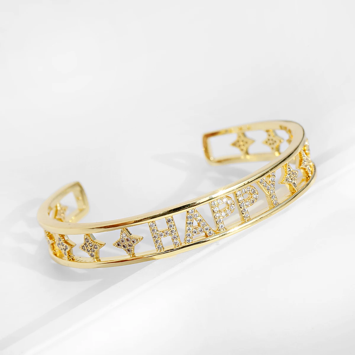 Luxury Zircon Crystal Hollow Gold Color Bangle Bracelet For Women Classic Star Evil Eye Bracelets Rhinestone Mother\'s Day gift