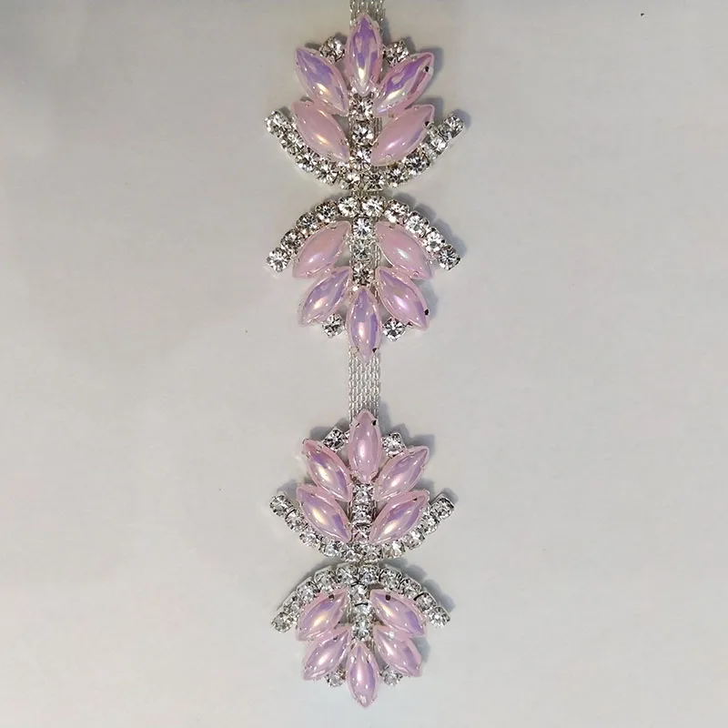 Hot Sale 1 yard Crystal Rhinestone Chain Pearl Trimming For Wedding Bridal Applique TONG91801-1