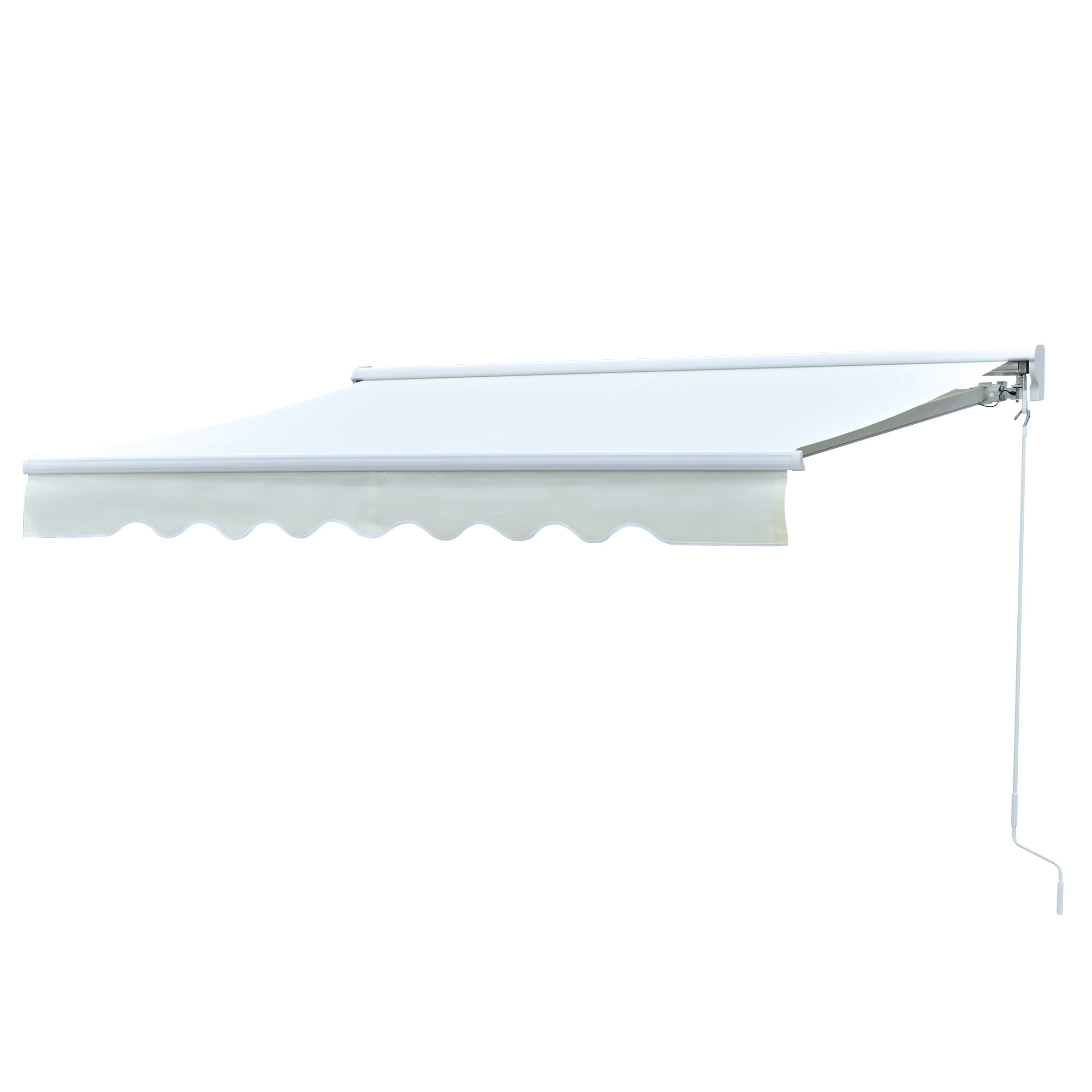 Outsunny wind canopy with remote control hand crank and LED wall lights 250x200cm for motorized awning