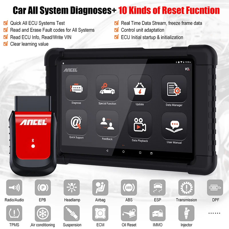 Ancel X6 OBD2 Scanner Professional OBD2 Car Diagnostics Tool Full System DPF SAS ABS EPB Oil Reset OBD 2 Automotive Scanner