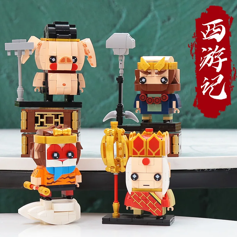 Decool Journey to the West Brickheadz Building Blocks Creative Monkey King Sun Wukong Bricks Headz Bricks toys for Boy Gifts