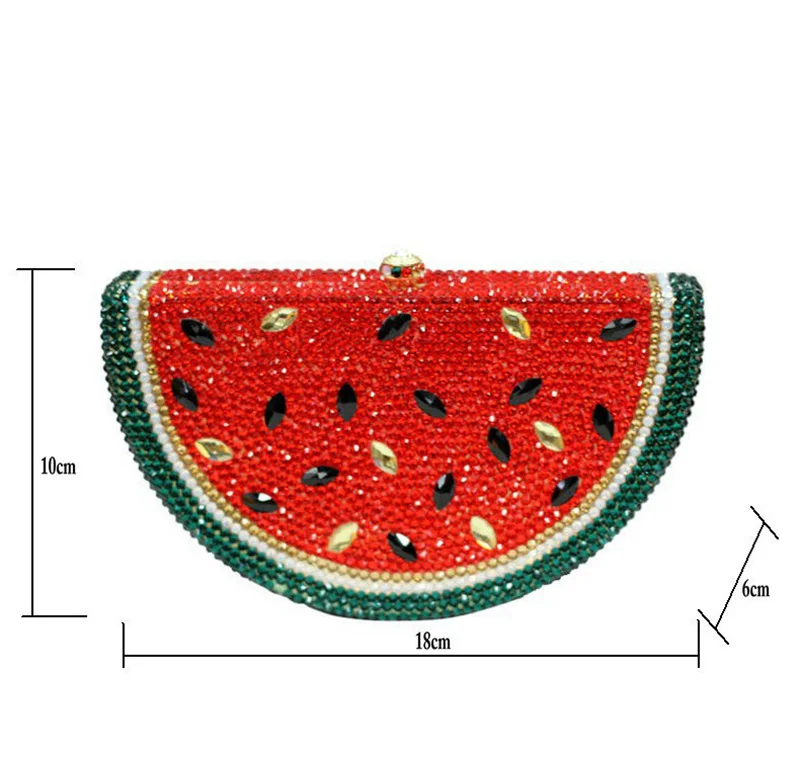 Borsa di anguria di design di lusso di tendenza con strass brillanti pochette per soldi con strass borsa di cristallo con pochette per soldi di frutta