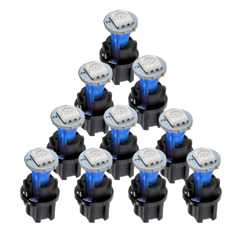 10x Blue 74 T5 1SMD LED Car Instrument Panel Light Dash Dashboard Lamp Gauge Speed Bulbs With Twist Socket Car Interior Lights