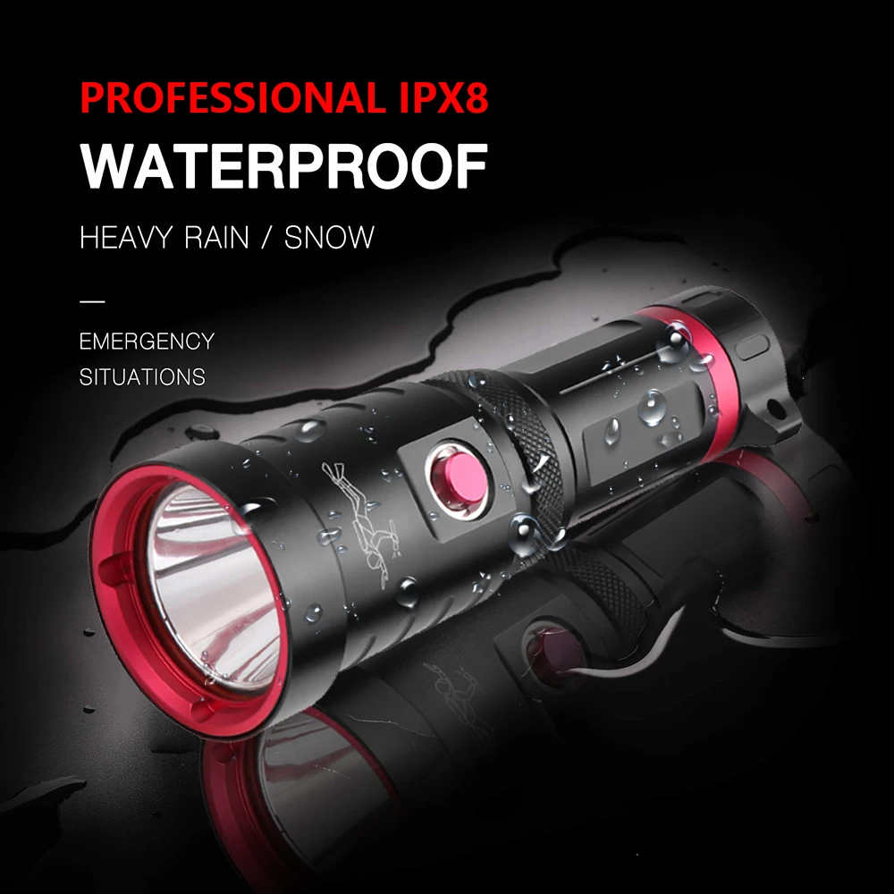 LED Diving Flashlight Super Bright P70.2 Torch Professional IPX8 Dive Lamp 150M Underwater Lantern Waterproof 26650/18650 Light