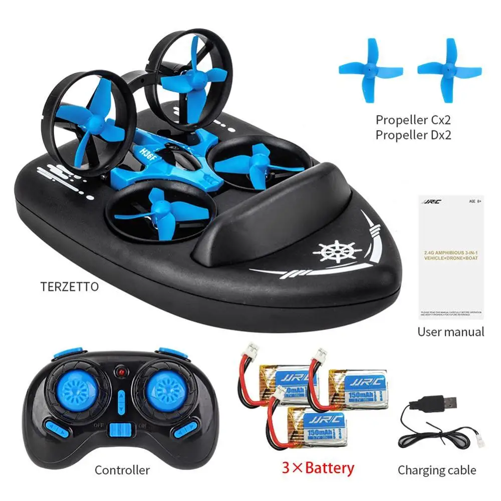 H36F H36 3 in 1 mini Drone Boat Car Water Ground Air Mode 3-mode Altitude Hold Headless Mode RC Quadcopter Helicopters Toys