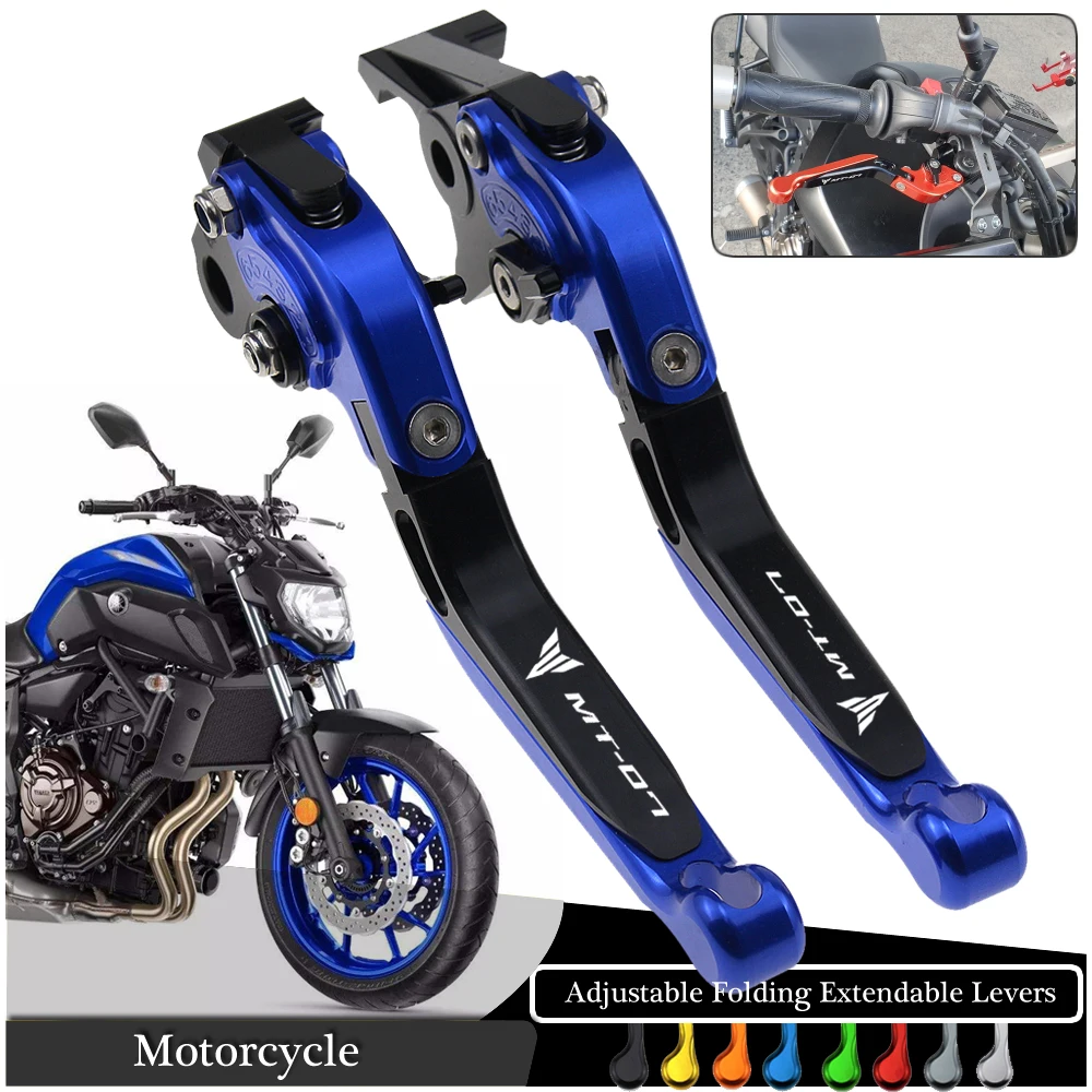 

LOGO MT-07 Motorcycle Accessories Aluminum Folding Extendable Brake Clutch Levers for YAMAHA MT-07 MT 07 FZ-07 FZ 07 2014-2017