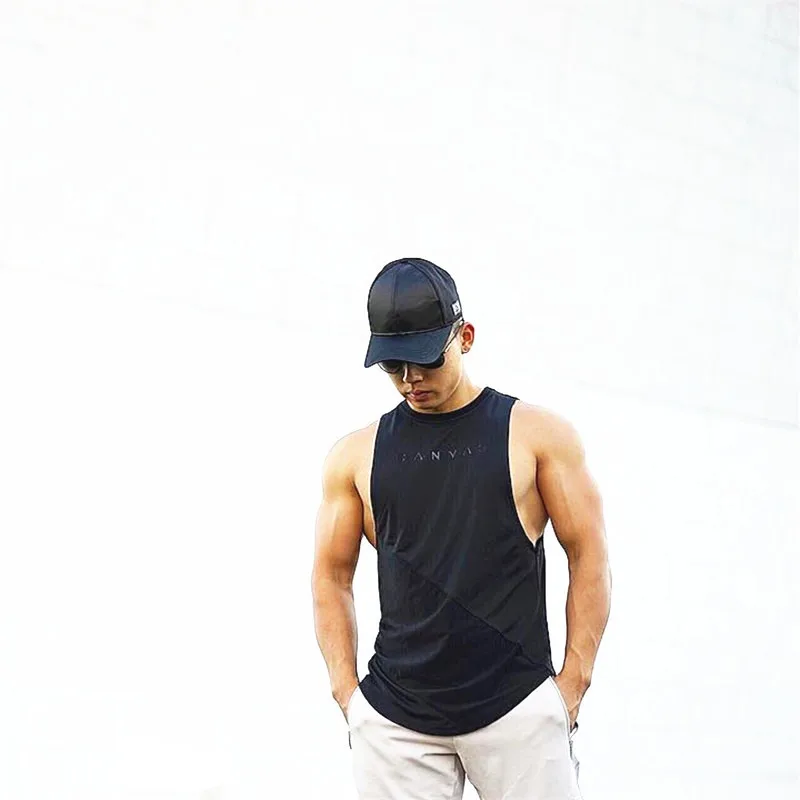 Muscle Fitness Men's Tight Sports Undershirt Running Training Top Sleeveless Elastic Stitching Workout Breathable Quick Dry Vest