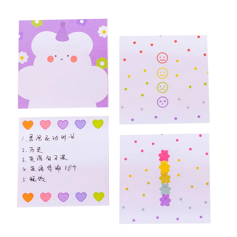 50 Pages Cute Kawaii Love Heart Candy Bear Flower Memo Pad Stationery Paper Notepad Sticky Notes Papeleria