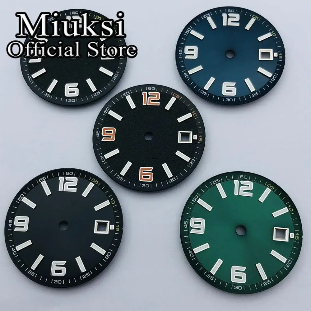 Miuksi 31.5mm black bule green sterile dial luminous fit ETA2836 2824 Mingzhu DG2813 3804 Miyota 8215 821A Seagull 1612 movement