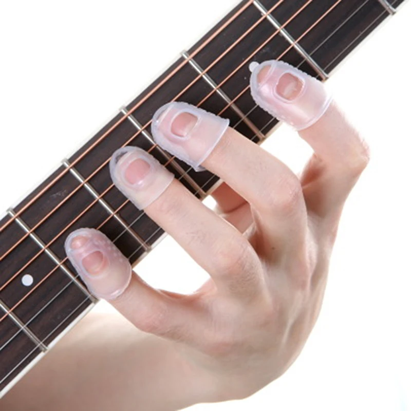 15Pcs Guitar Fingertip Protectors Silicone Finger Guards Guitar Finger Cover For Ukulele Electric Guitar 4 Colors Breathable