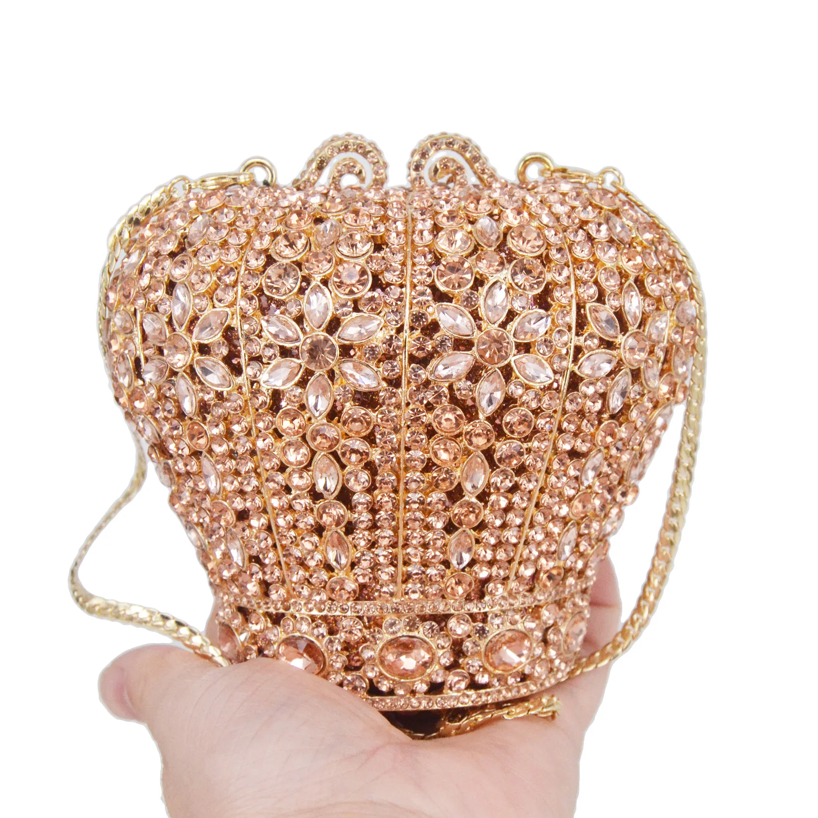 

Golden Luxury Party Purse champagne cake Women Evening Bags Crystal Day Clutches Wedding Bridal pochette A85