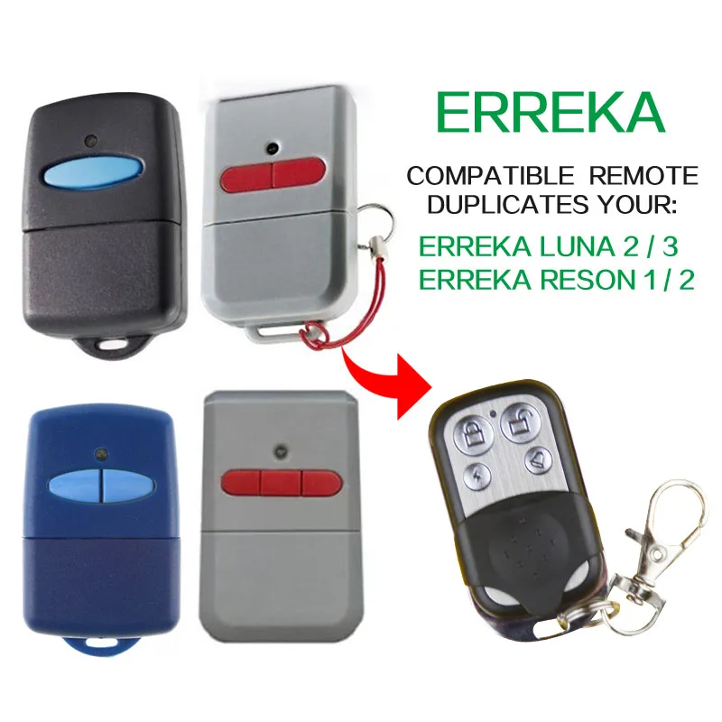 ERREKA RESON 1 / RESON 2 Garage Remote Control Replacement Erreka LUNA 2 / LUNA3 Garage Command 433mhz Fixed Code