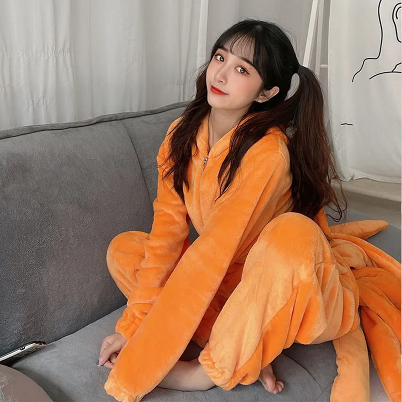 Anime Hokage Uzumaki Bijuu Kurama Kyuubi Cosplay Summer Costume Adult Unisex Winter Flannel Plush Kigurumi Pajamas Jumpsuits