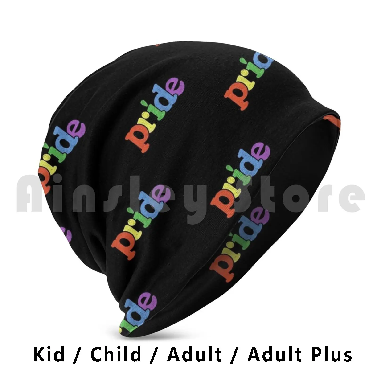 

Pride Retro Pride Beanies Knit Hat Hip Hop Pride Flag Queer Retro Rainbow Vintage Distressed