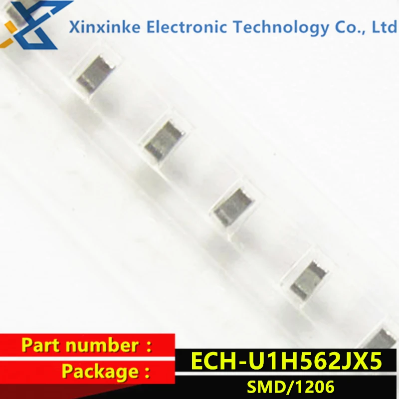 50PCS ECHU1H562JX5 Thin Film Capacitor 5600pF 50VDC 5% PPS FILM 1206 5.6nF ECH-U1H562GX5 0.0056uF CBB Polyester Capacitor