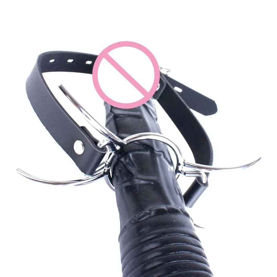 Oral Fixation Metal O Ring Open Mouth Spider Gag,Leather Restraint Bdsm Bondage Time Lock Slave Fetish Mouth Gags Adult Sex Toys