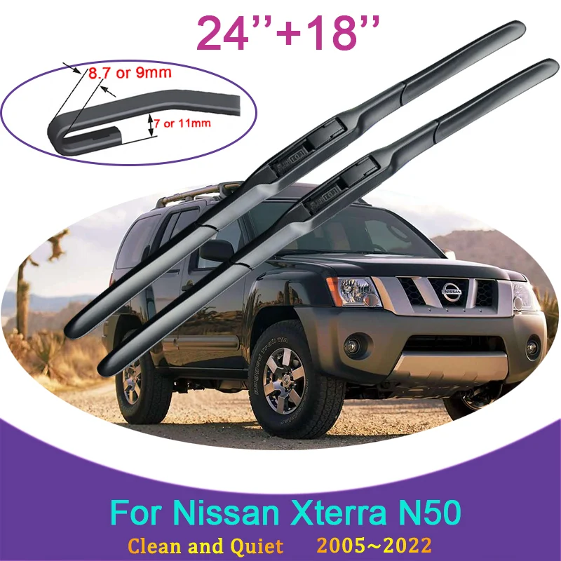 for Nissan Xterra N50 2005 2006 2007~2022 Frameless Durable Rubber Wiper Snow Scraping Front Windshield Brushes Car Accessories