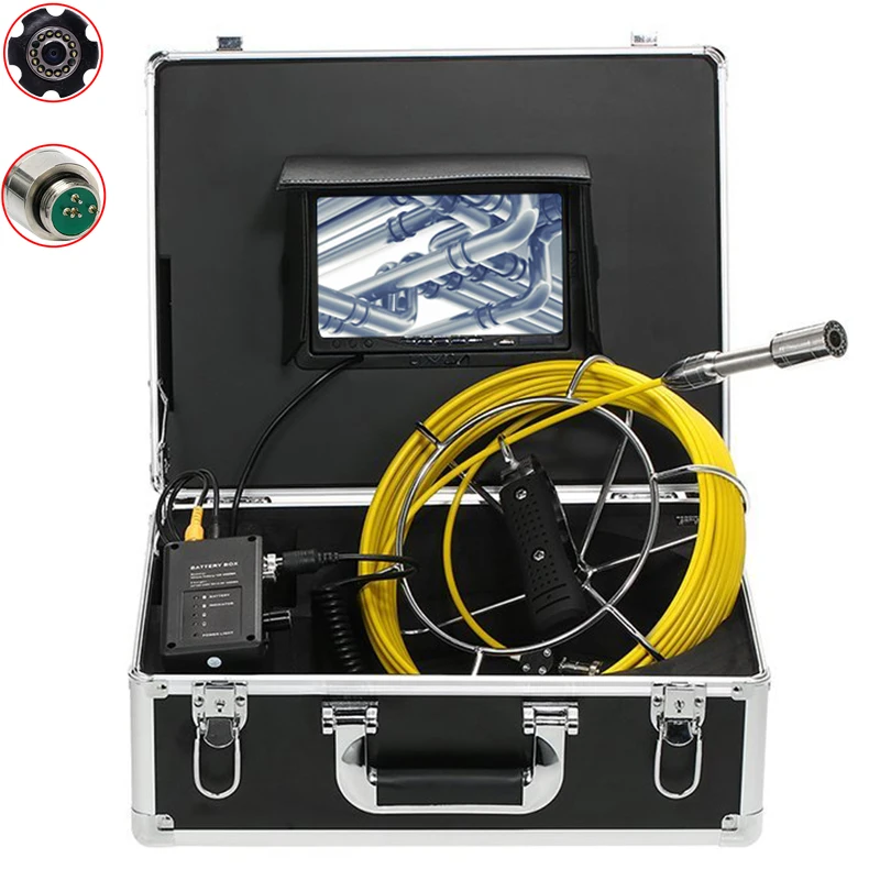 

Support DVR 23mm 720P Pipeline Endoscope Camera IP68 Waterproof 7" LCD Monitor Drain Pipe Sewer Inspection System 20-50m Cable