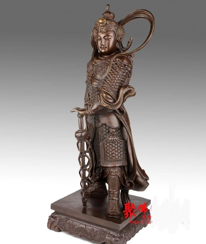 58cm China Bronze Copper Wei Tuo Bodhisattva Veda God Warrior Bodhisattva Veda Statue