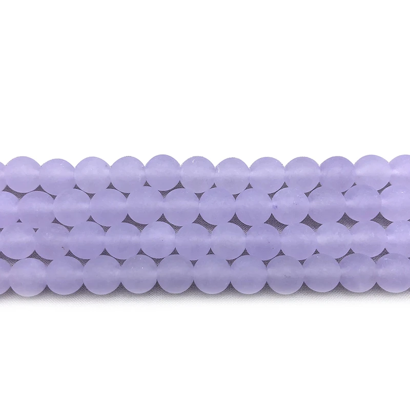 Natural Stone Matte Violet Chalcedony Jades Loose Spacer Beads 4 6 8 10 12MM Pick Size for Jewelry Making DIY Bracelet Necklace