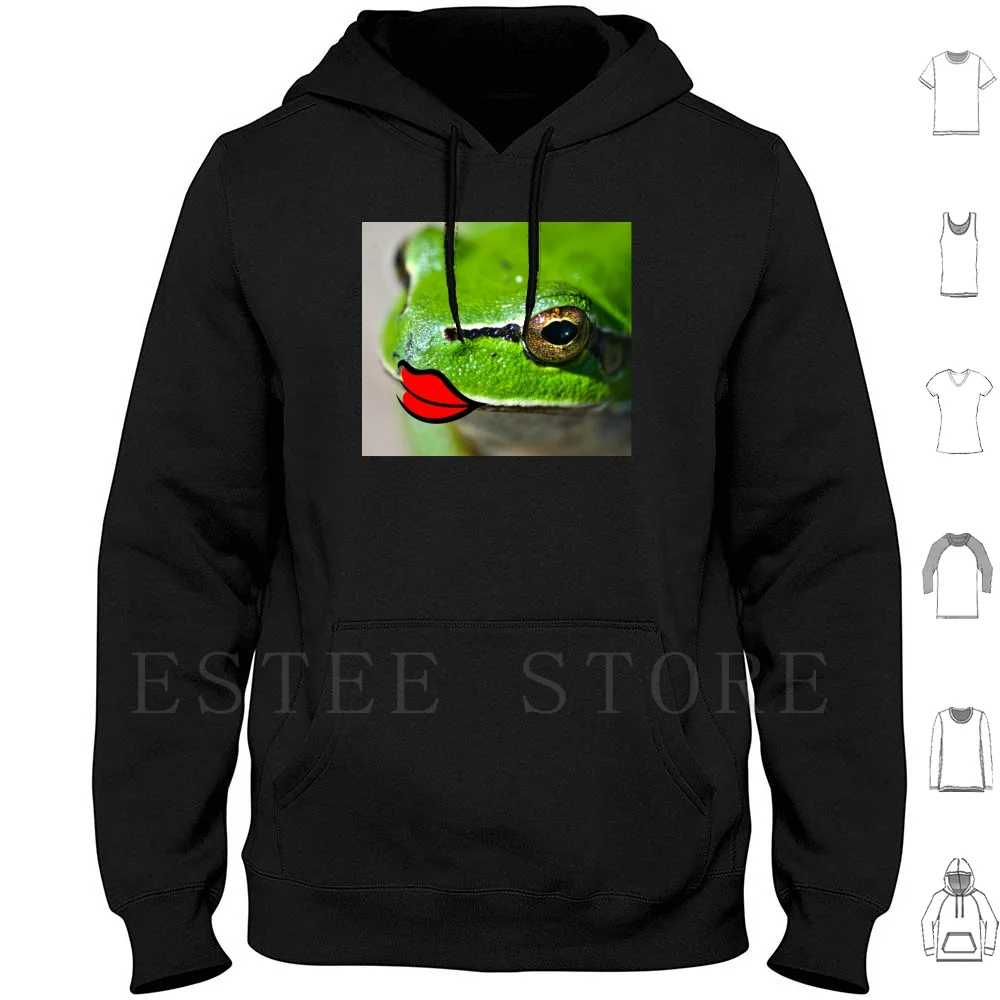 Kissing Frog Waiting For Princess Hoodies Frog Green Big Eyes Yellow Eyes Kissing Kissing Lips Mizzzi For You Red