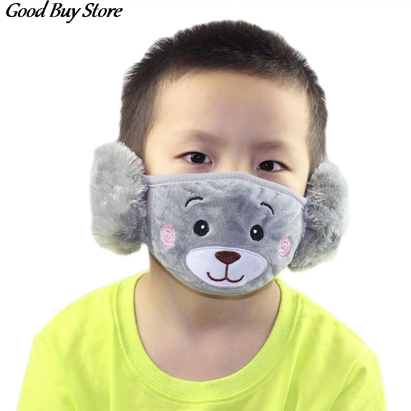 Cartoon Bear Earmuffs Children Autumn Winter Fur Earmuff Mouth Cover Kids Comfortable Ear Muff Ear Warmer Skiing Warm Earlap