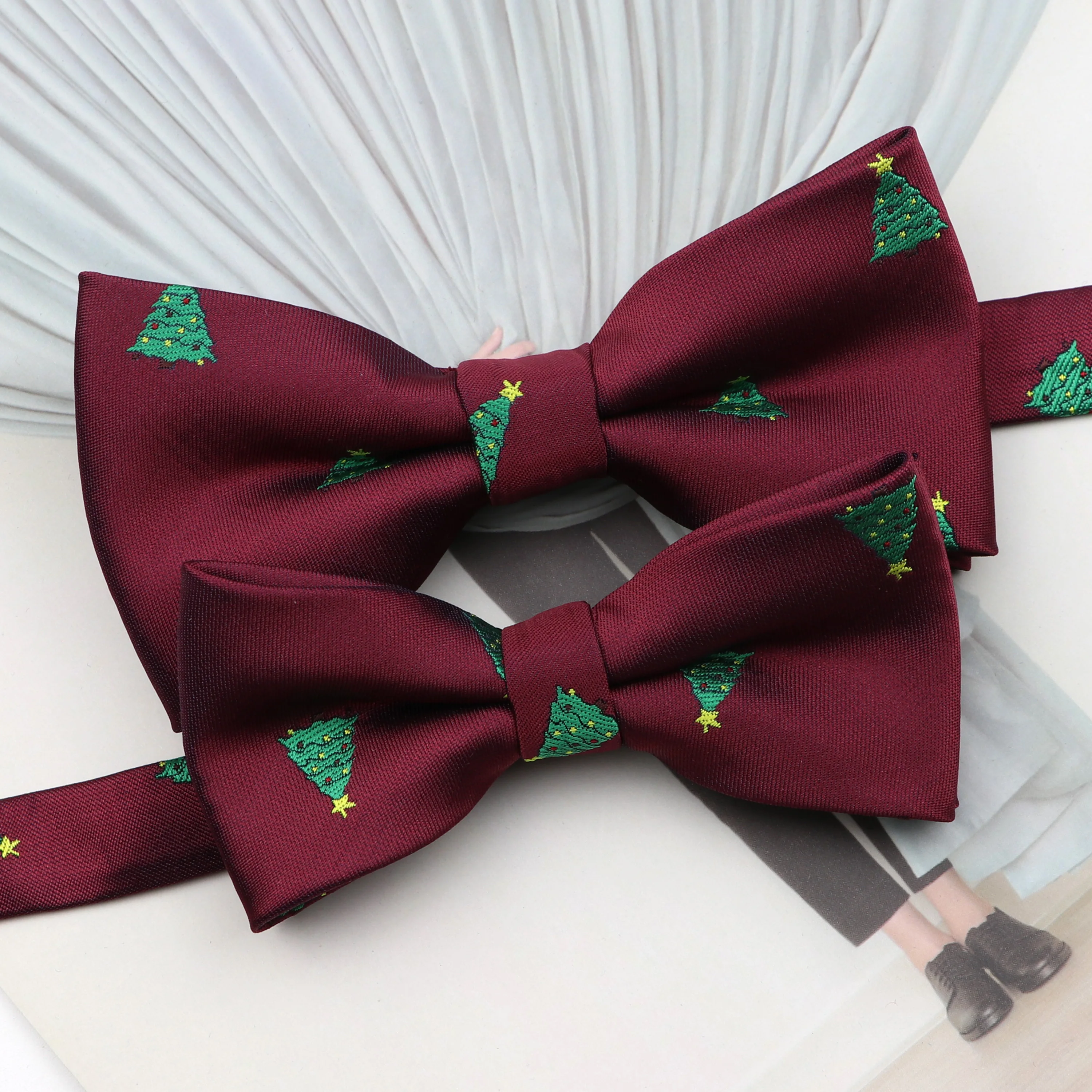 New Christmas Bowtie Set Santa Claus Christmas Tree Fashion Parent-Child Gift Polyester Red Blue Butterfly Festival Accessory