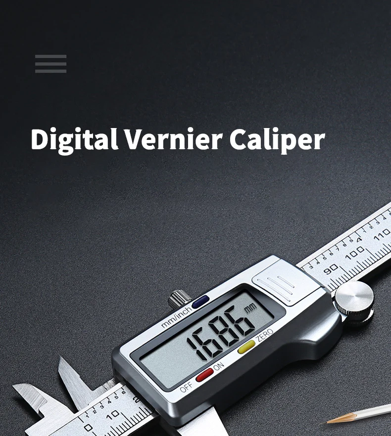 Messwerkzeug Edelstahl Digitaler Messschieber 6' 150mm Paquimetro Messinstrument Vernier-Caliper – Detail 1