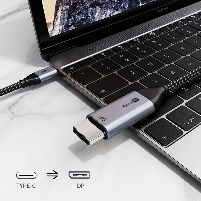 CABLETIME Type C to DisplayPort Cable 4K 60Hz Thunderbolt 3 USB 3.1 USB C to DP Adapter C to DP for Laptop Macbook Pro Video