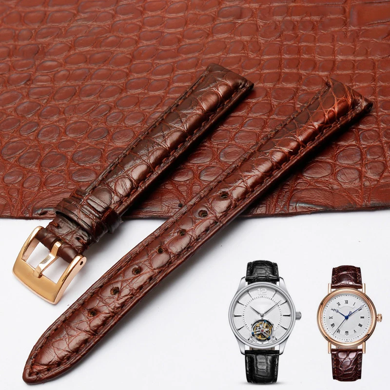 Alligator leather watchband small women\'s watch chain black brown 12mm 13mm  14mm 15mm 16 17mm for Armani F-iyta Wristband strap