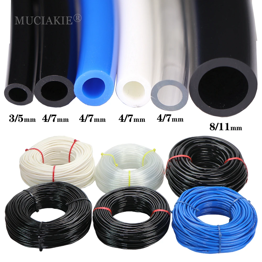 3/5mm 4/7mm 8/11mm New PVC Garden Water Hose Irrigation Watering Tubing 1/8\'\' 1/4\'\' 3/8\'\' Black White Blue Transparent Hose