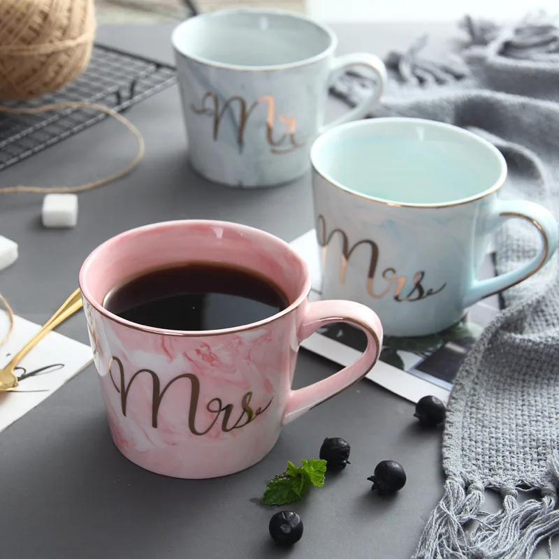 Mr And Mrs Mugs Set Unique Cup For Lover Marbling Ceramic Couples Special Mugs Gifts For Drinkware Coffee Cups