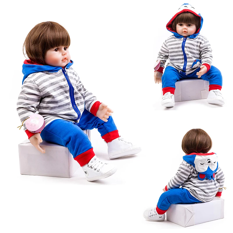 Reorn Doll Boy 48 Cm Beautiful Big Eyes Realistic Silicone Doll Children's Toy Holiday Gift Anatomically Correct