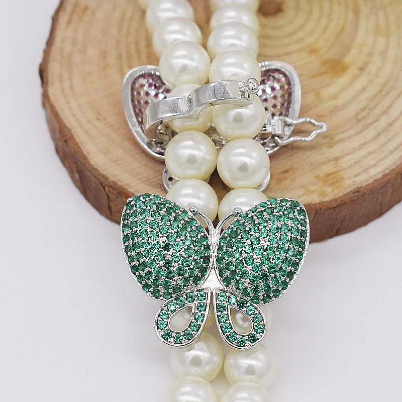 2 pcs Cubic Zircon Micro pave butterfly fixed interlayer clasp clip double connector DIY Jewelry Findings