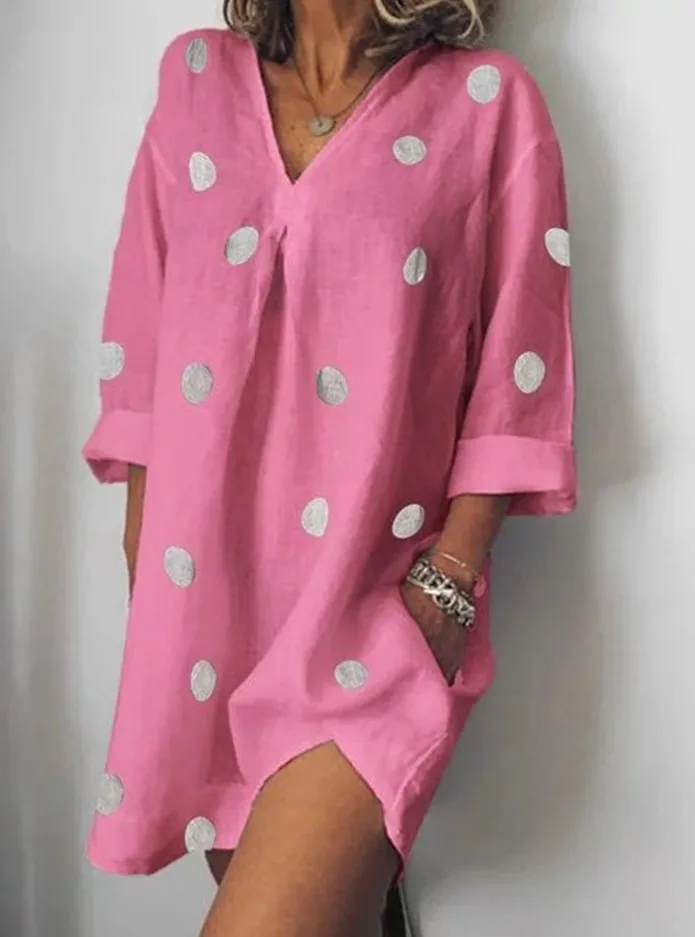 Polka Dots Women Beach Dress Saida De Praia Flax Bikini Cover Up Kaftan Beach Pareos De Playa Mujer Swimsuit Cover-up