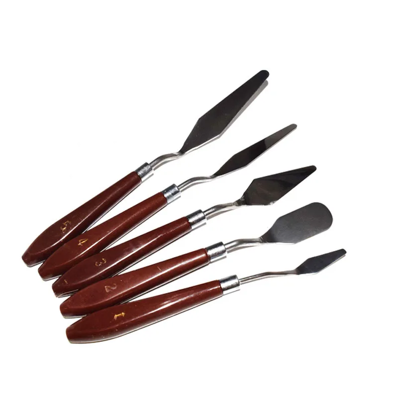 Non Embroidered Rigid Color Mixing Scraper Gouache Paint Scraper Oil Painting Blade 5-piece Suit