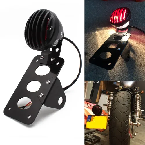 Luz trasera de montaje lateral para motocicleta con soporte de placa de matrícula para Harley Sportsters Bobber Chopper luz de freno trasera