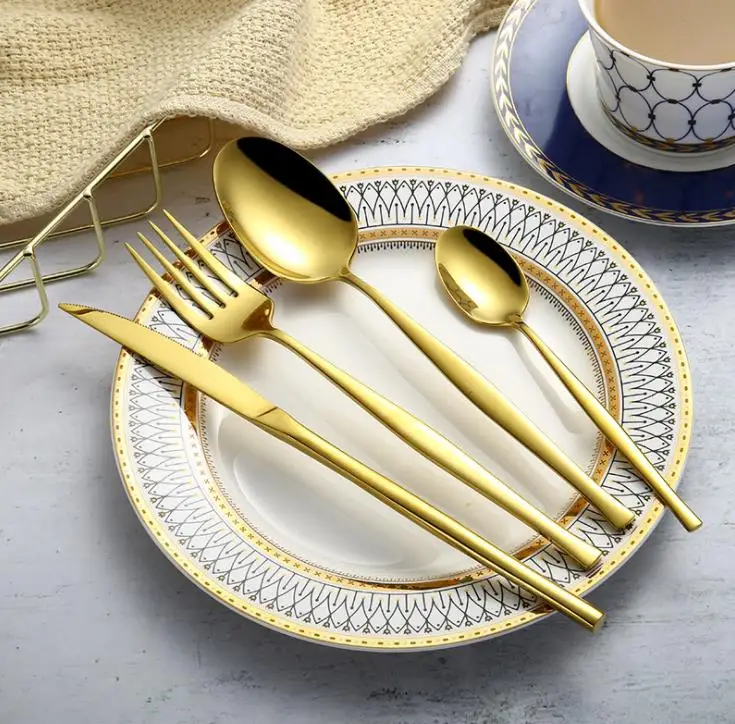 

Ins Chic Tableware Set Flatware Silverware Stainless Steel Set Cutlery 304 Spoon Knife and Fork Set SN3973