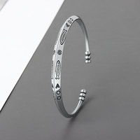 Buyee 925 Sterling Silver Female Bangle Circle Exquisite Fish Pattern Simple Bangle for Woman Party Ethnic Fine Jewelry Bangle