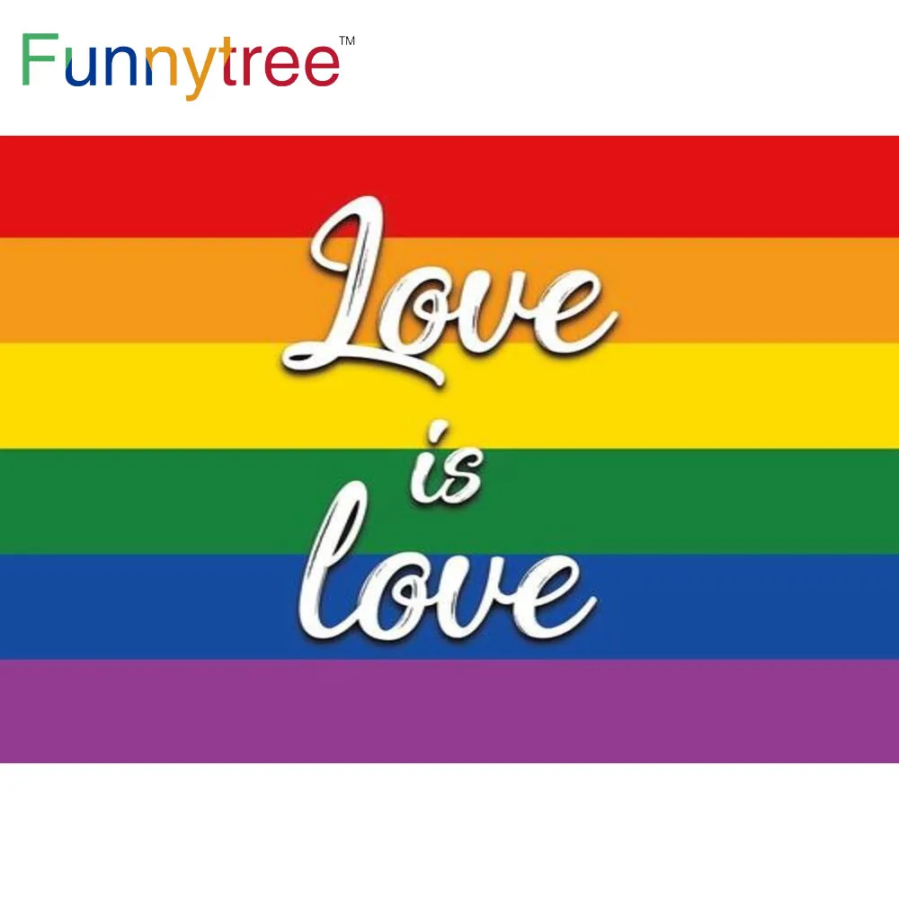 

Funnytree Love Is Love Backdrop Rainbow homosexual LGBT Gay Pride Vivid Color Garden House Outdoor Banner Wallpaper Photocall