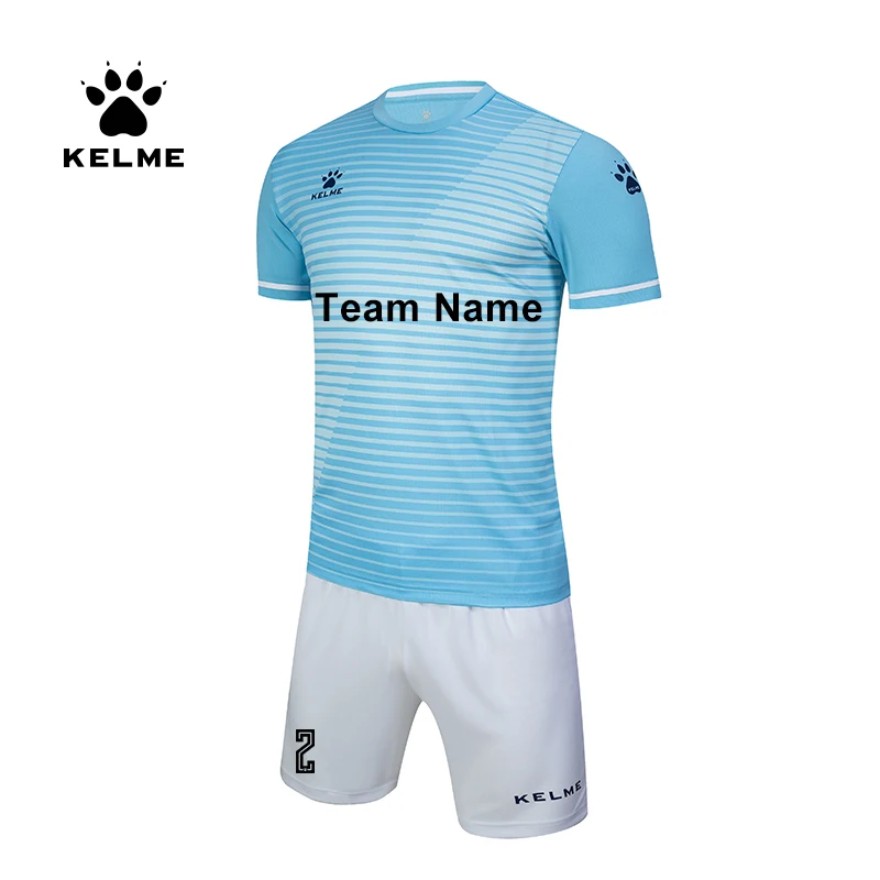 KELME Custom Men\'s Football Uniform Soccer Jerseys Men Tracksuit Sportswear Short Sleeves Jersey Shorts Soccer Suit 3801169