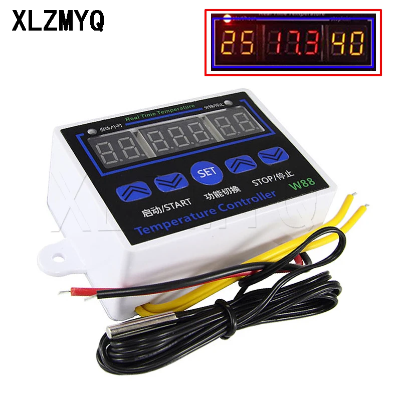 W88 AC 220 V DC 12V/220V 10A Digital LED Controlador de Temperatura Interruptor de Controle Termostato Senso W1411 Aquecimento...