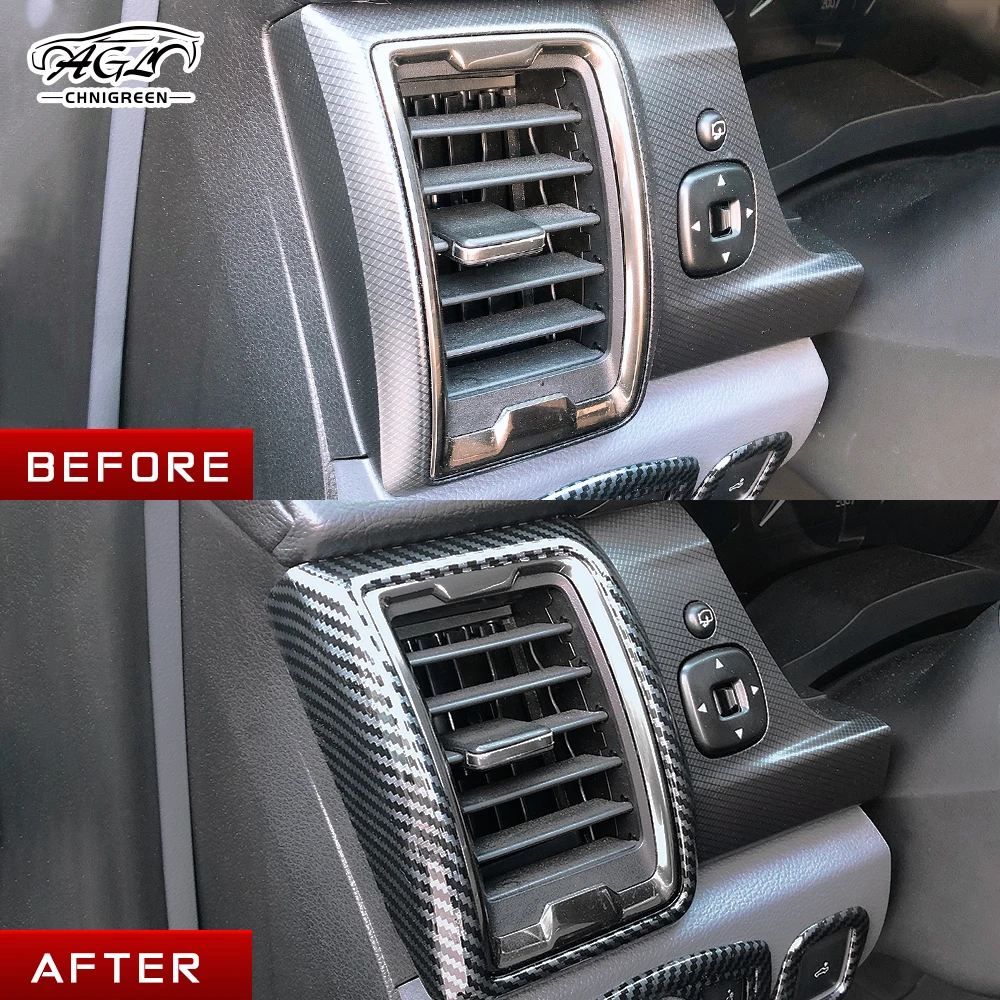 4Pcs Carbon Fiber Color Front Air Outlet Frame Cover Trim Car Interior Decorative For Ford RANGER T6 T7 T8 Everest 2015-2020