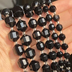 6 8 10mm sfaccettato agate nere perline di pietra forma di oliva perle di minerali allentati naturali per gioielli fai-da-te accessori per braccialetti